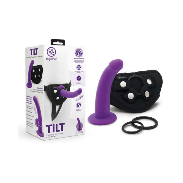 Together Tilt Vib Dildo&Harn Set 6.5 Pu