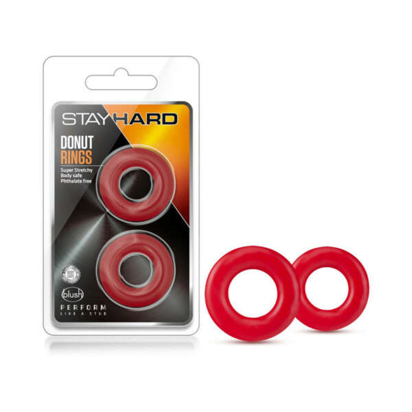Stay Hard Donut Rings Cockring 2pk Red