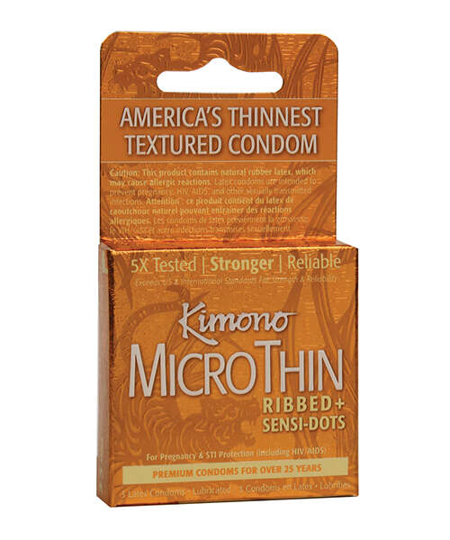 Kimono Textured Ribbed+Sensi Dots Condoms - Box of 3