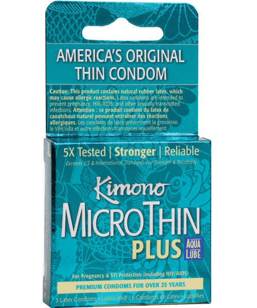 Kimono Micro Thin Aqua Lube Condoms - Box of 3