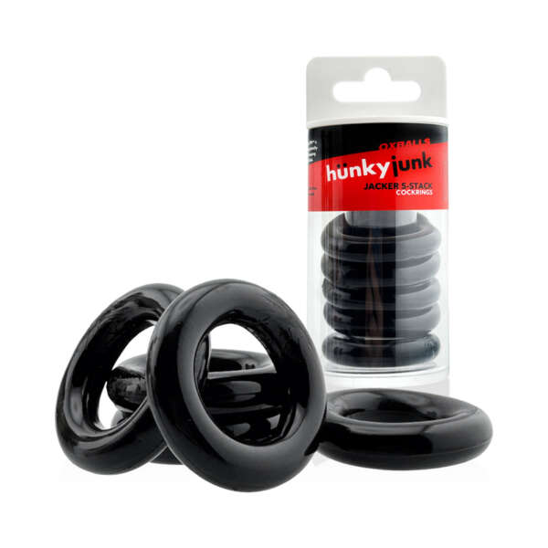 Hunkyjunk Jacker 5-Stack Cockrings Black
