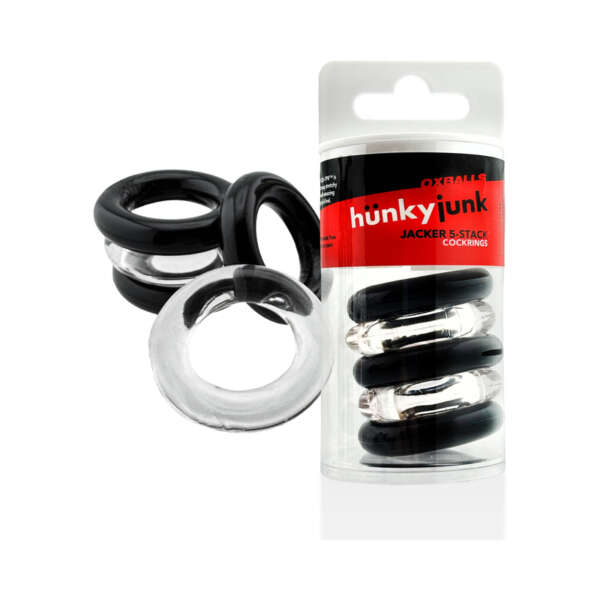 Hunkyjunk Jacker 5-Stack Cockring Clr/Bk
