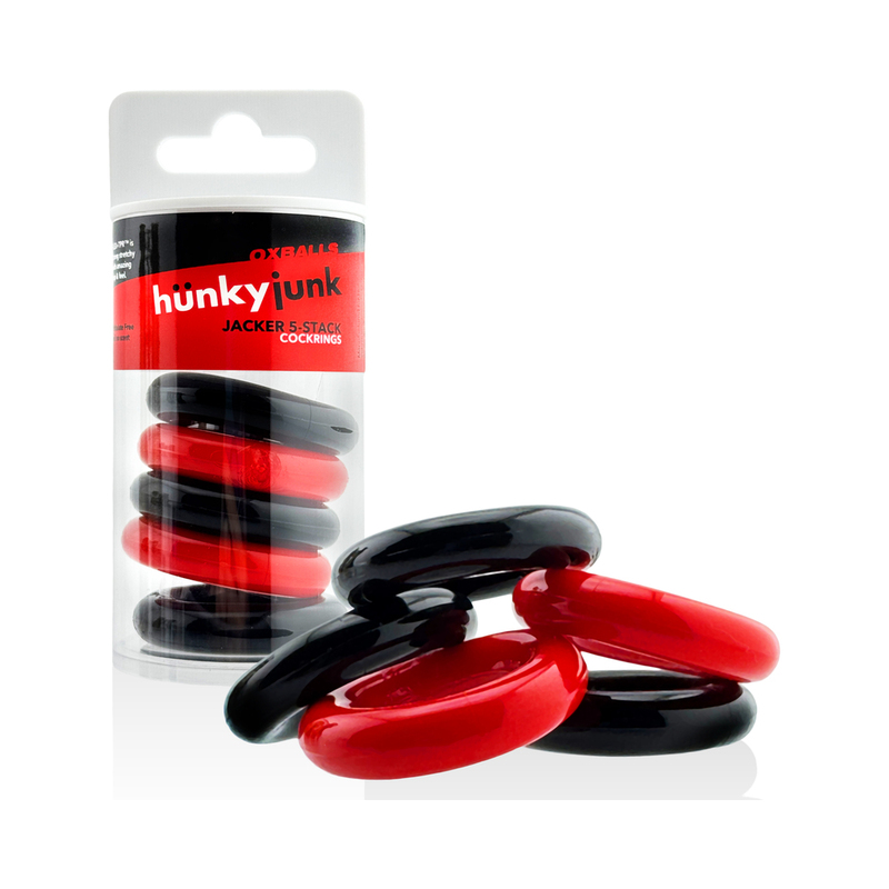 Hunkyjunk Jacker 5-Stack Cockring Red/Bk