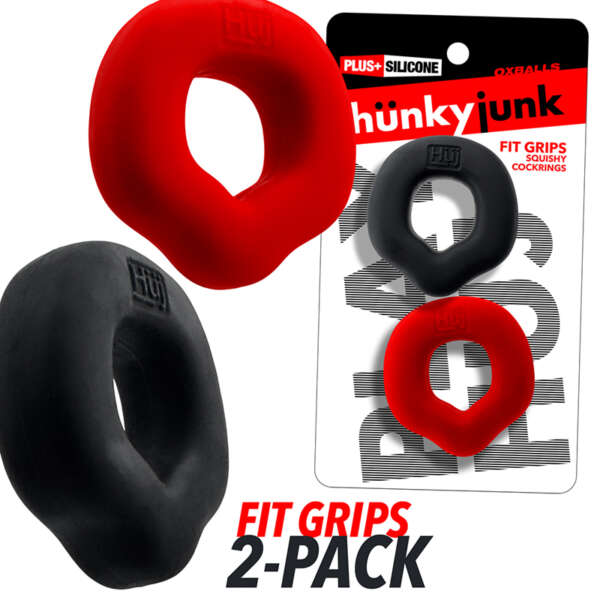 Hunkyjunk Fit Grips 2pk Cockrings Bk/Red
