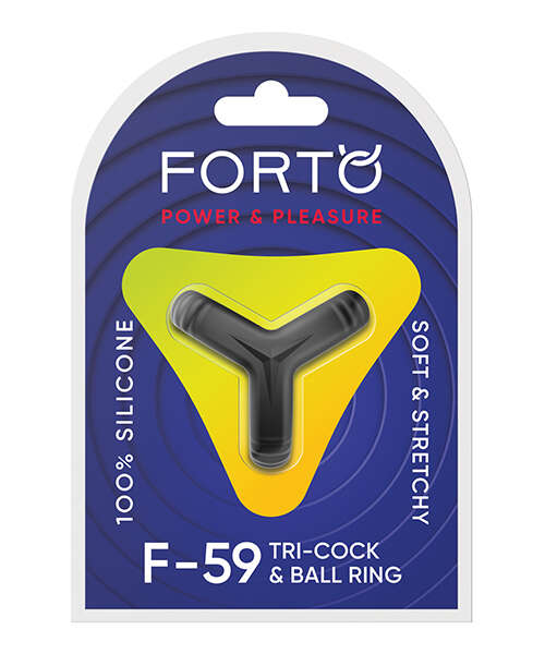 Forto Tri Cock & Ball Ring - Black