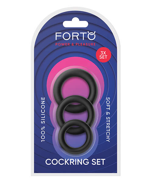 Forto Trio Cock Ring Set - Black