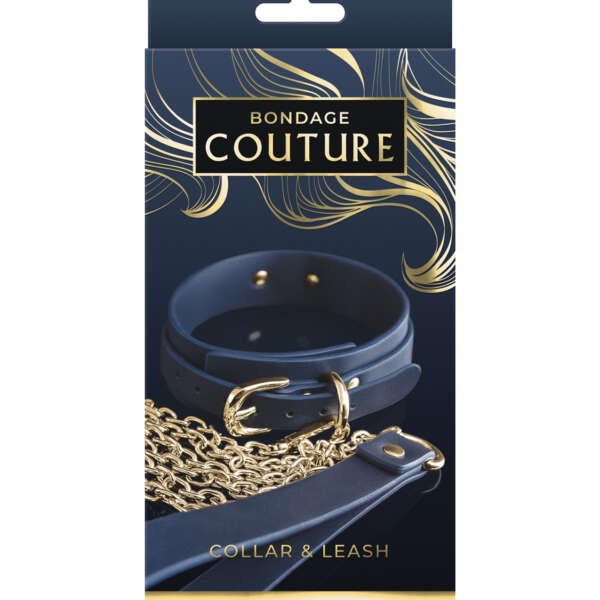 Bondage Couture Vinyl Collar and Leash - Blue