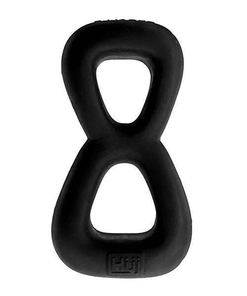 Hunky Junk Boomerang Double Ring Cockring & Nut-Tugger - Black Fog