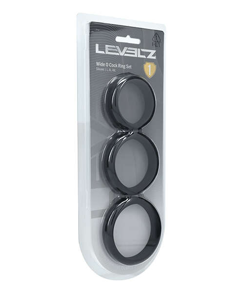 Shots Levelz Wide O Silicone Cock Ring Set of 3 (42 mm, 50 mm, 55 mm) - Black