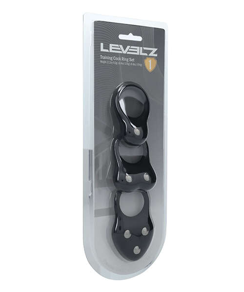 Shots Levelz Silicone Training Cock Ring Set of 3 - Black
