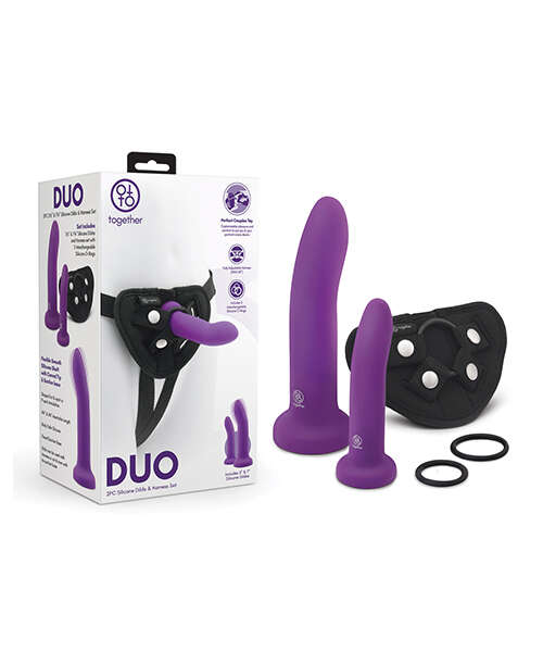 Together 2 pc 5.5 & 7.75 Silicone Dildo & Harness Set